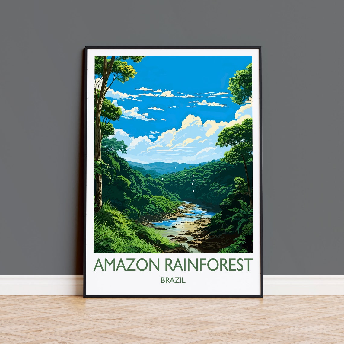 Amazon Rainforest Brazil Lush Jungle River Wilderness Poster