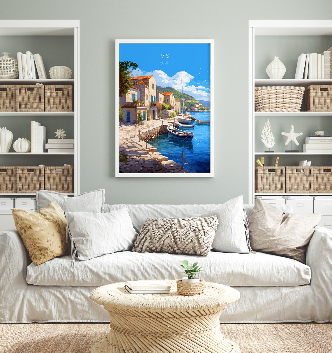 Vis Croatia Stone Harbor Fishing Boats Island Town View Poster - Image 4