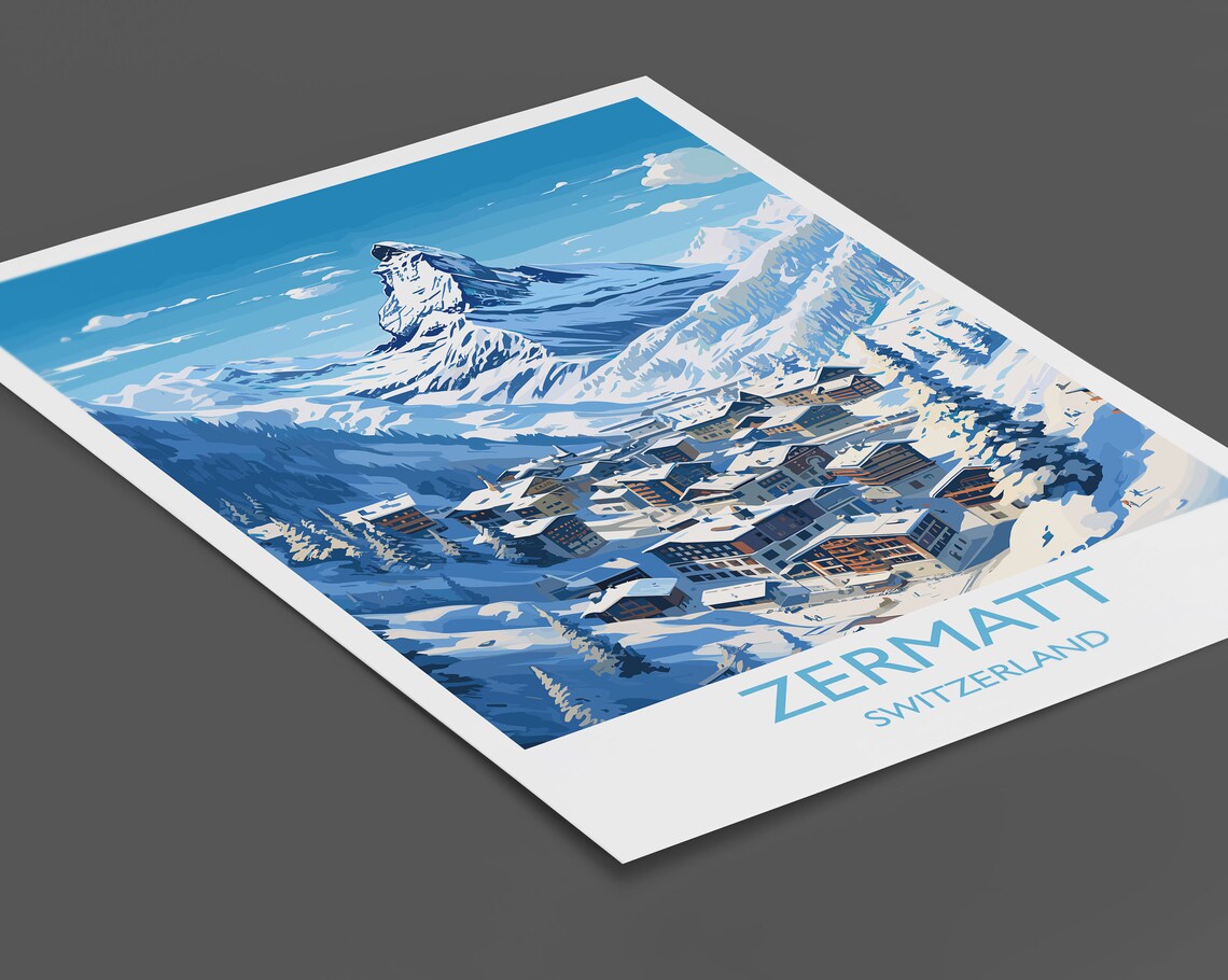 Zermatt Switzerland Matterhorn Village Alpine Winter Ski Poster - Image 2