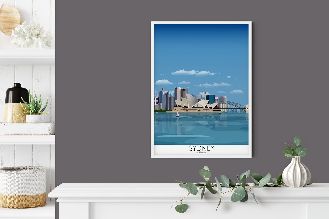 Sydney Australia Travel Poster of Opera House and Harbour Bridge - Image 2