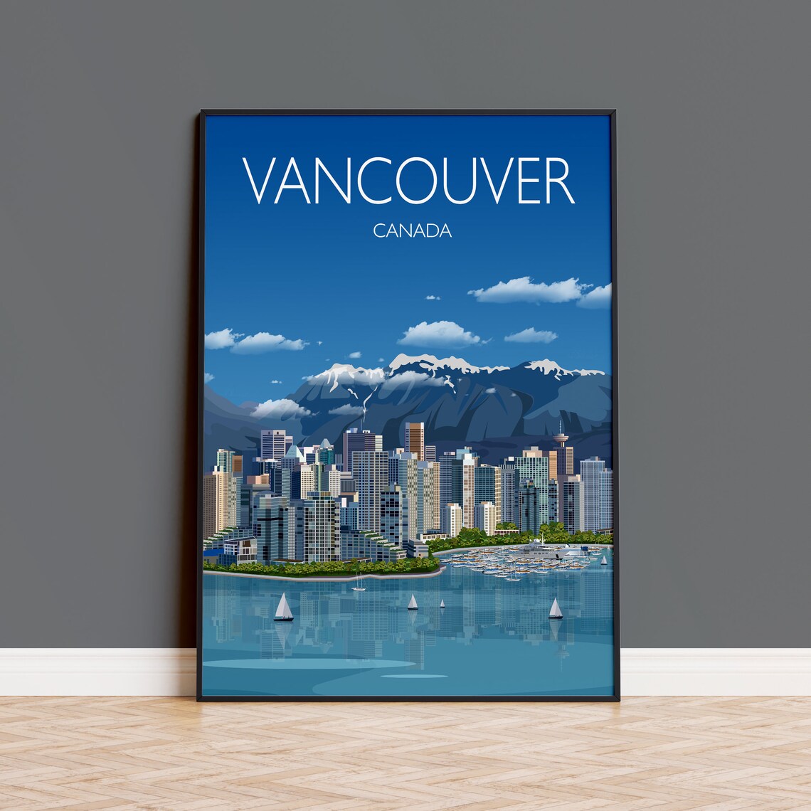 Vancouver Cityscape Travel Poster, Canada Art Print