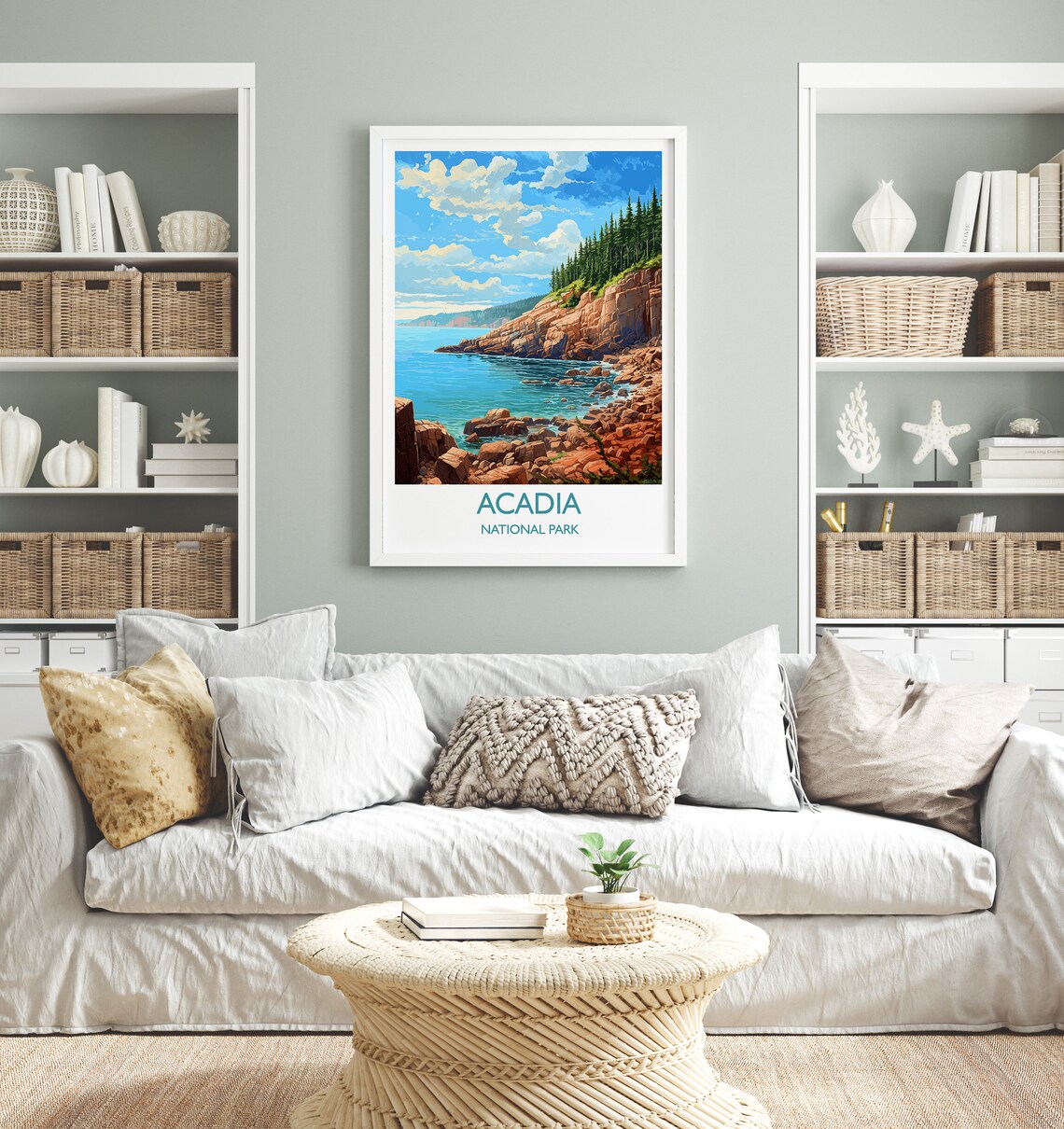 Acadia National Park Maine Rocky Shoreline Cliffs Vintage Poster - Image 4