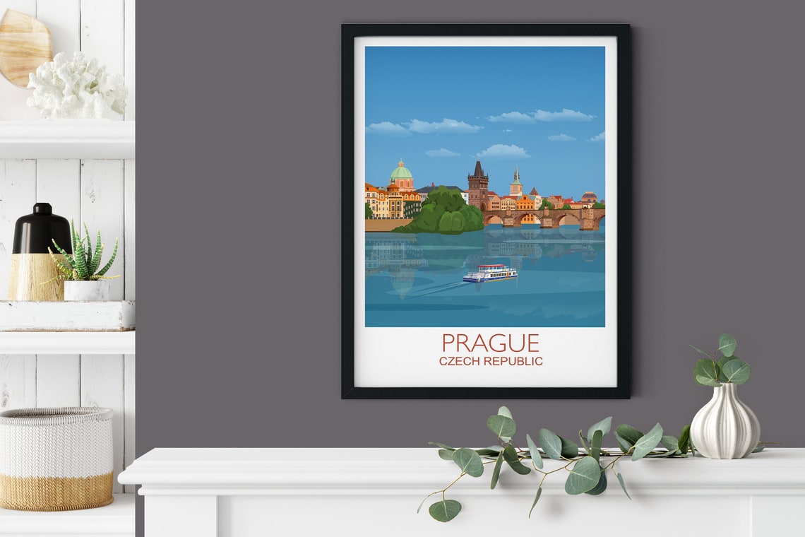 Travel Poster Of Prague Travel Print Of Prague City Of Prague Czech Republic Travel Poster Prague Cityscape - Image 3