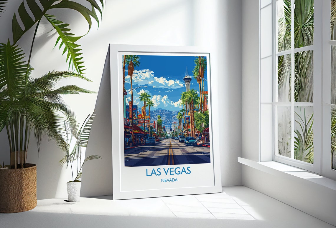 Las Vegas Travel Print Travel Poster Of Las Vegas Nevada Las Vegas Art Lovers Gift Usa Gift Wall Art Print - Image 2