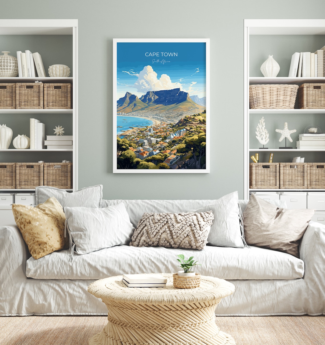 Cape Town South Africa Table Mountain Seaside Hills View Travel Poster - Image 4