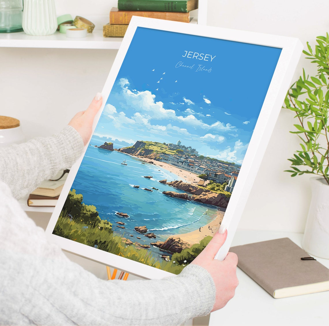 Jersey Channel Islands Sandy Bay Cliffs Coastal Travel Poster - Image 5