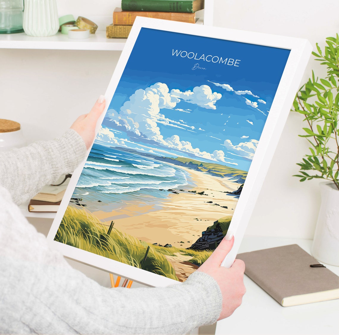 Woolacombe Devon Sandy Beach Dunes Waves Coastal Travel Poster - Image 5