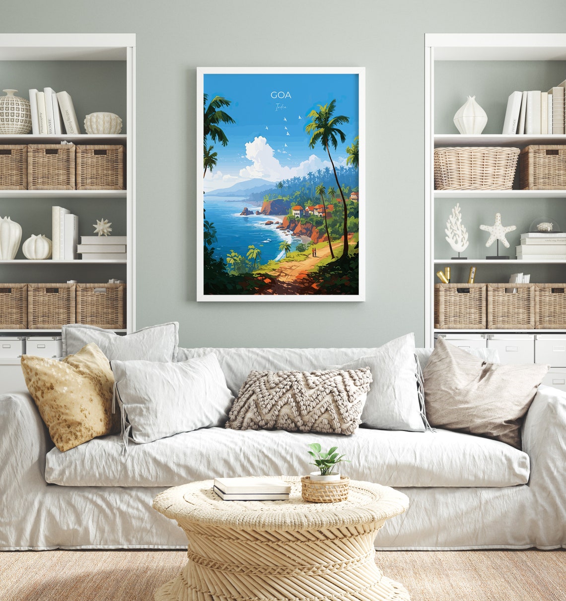 Goa India Palm Trees Tropical Beach Golden Coastline Travel Poster - Image 4