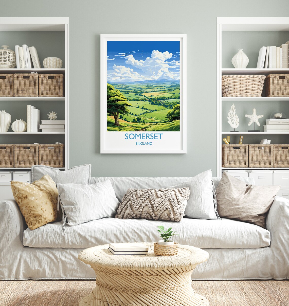 Somerset England Rolling Green Countryside Hills Travel Poster - Image 4