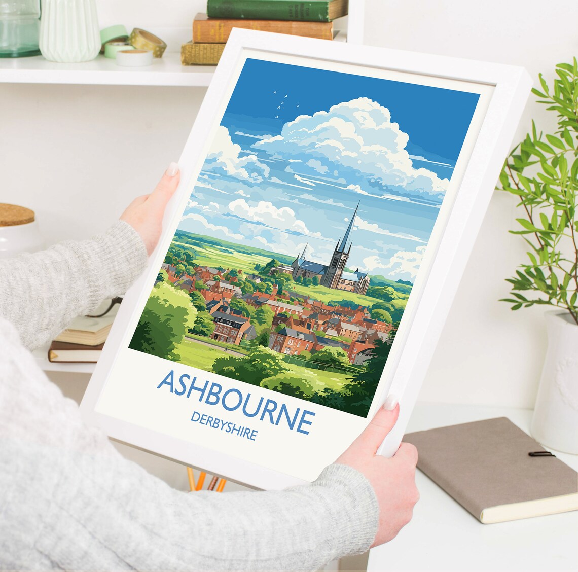 Ashbourne Travel Poster, Derbyshire Dales England - Image 5