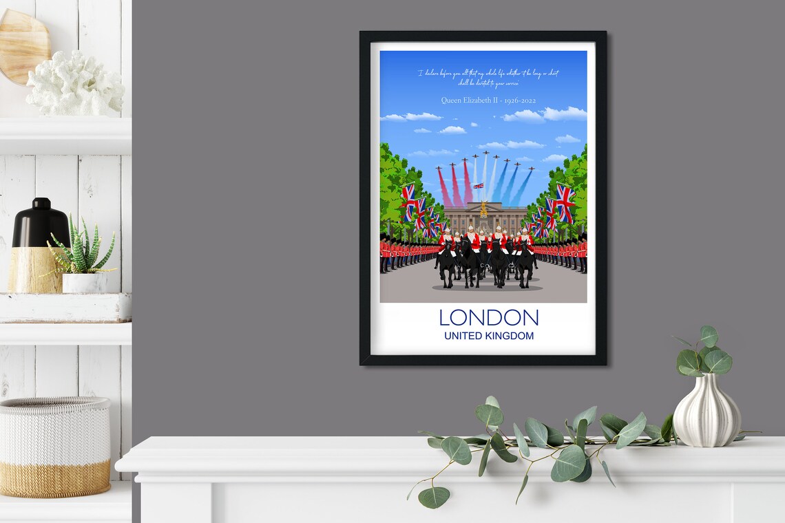 Queen Elizabeth II Memorial London Royal Tribute Poster Artwork - Image 3