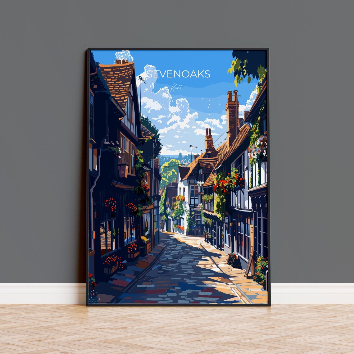 Sevenoaks Travel Print Travel Poster Of Sevenoaks Kent Countryside Art Gift England Sevenoaks Art Lovers Gift Wall Art Print