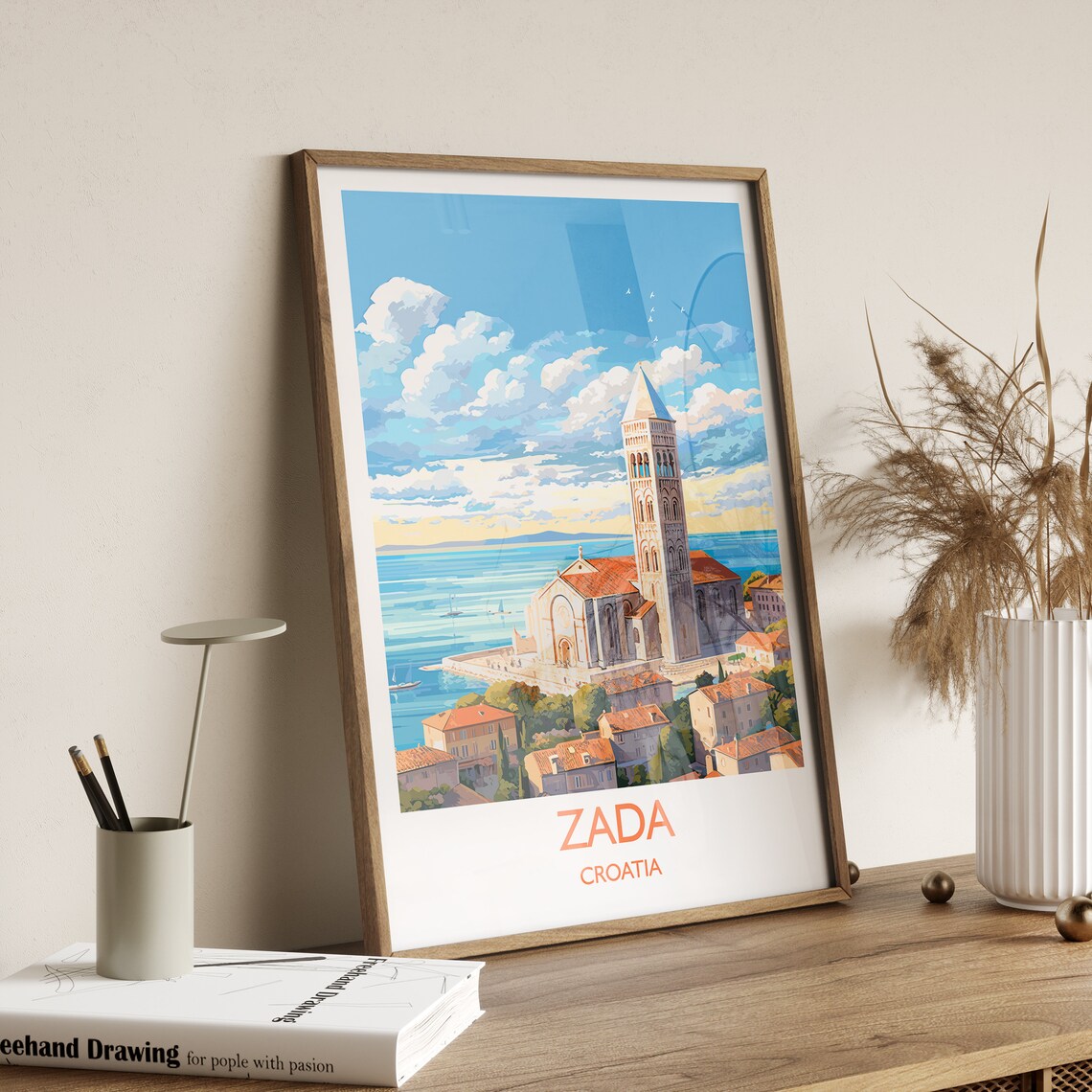 Zada Croatia Cathedral Tower Adriatic Sea Old Town View Poster - Image 3