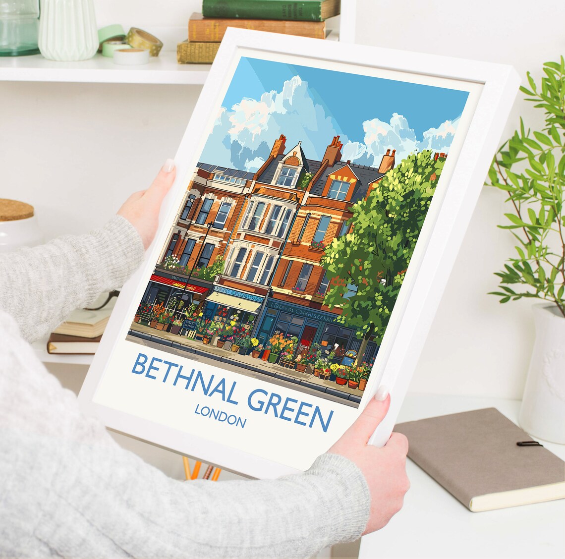 Bethnal Green London Brick Shopfronts And Flower Stalls Travel Poster - Image 5