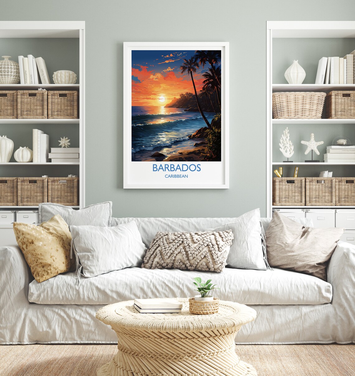 Barbados Travel Poster Wall Art Travel Print Of Barbados Caribbean Barbados Sunset Art Lovers Gift Caribbean Gift Wall Art Print - Image 2