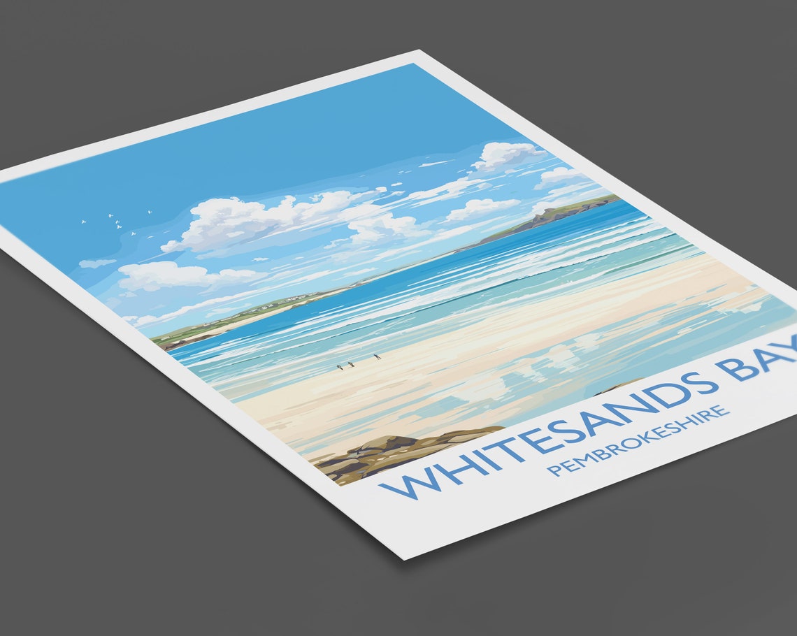 Whitesands Bay Pembrokeshire Beach Surf Wales Coast View Poster - Image 2