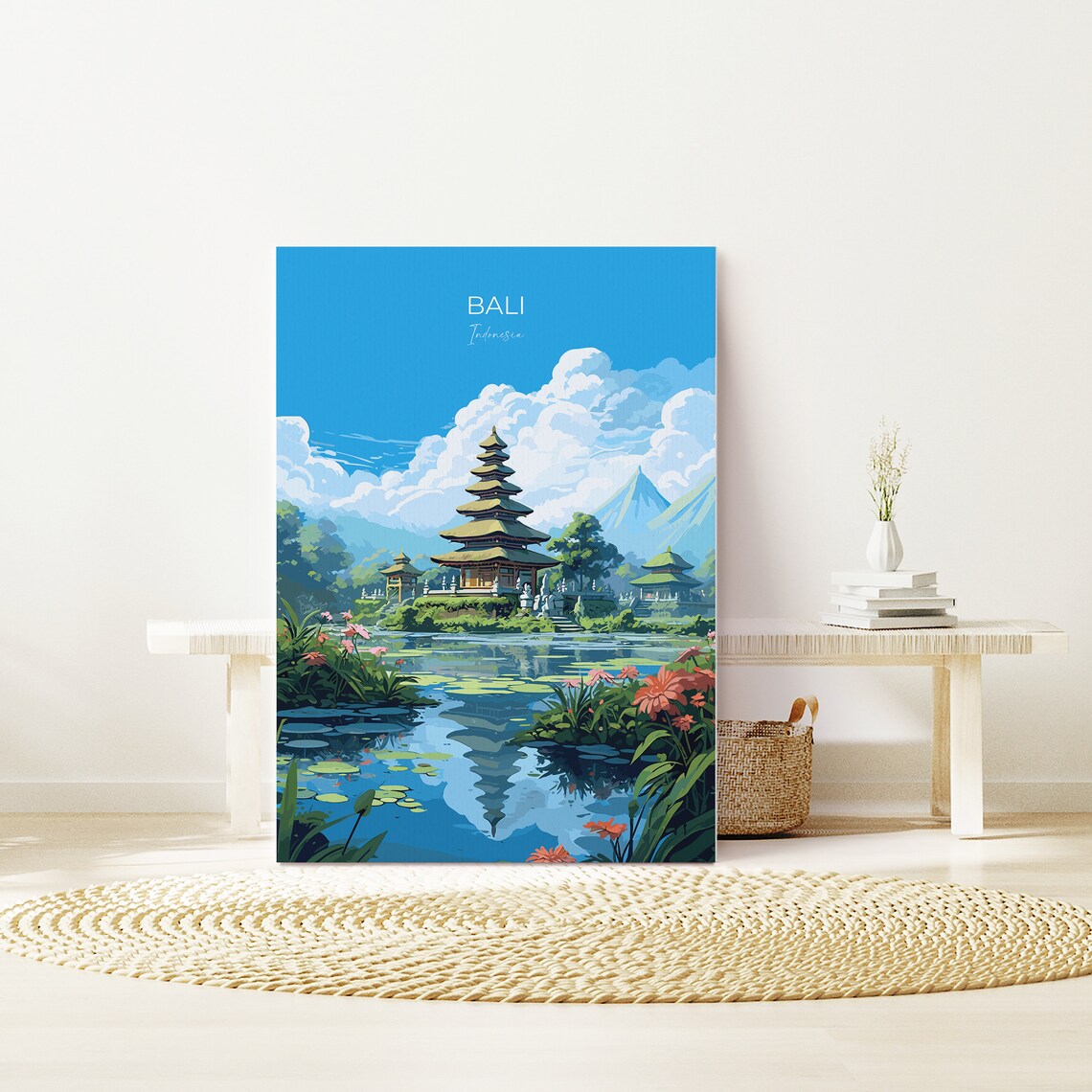Bali Water Temple Lotus Pond Indonesia Serene Travel Art Poster - Image 4