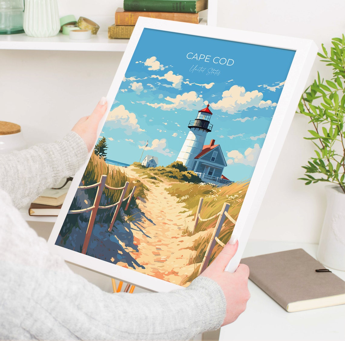Cape Cod United States Lighthouse Sandy Dunes Path Art Poster - Image 5