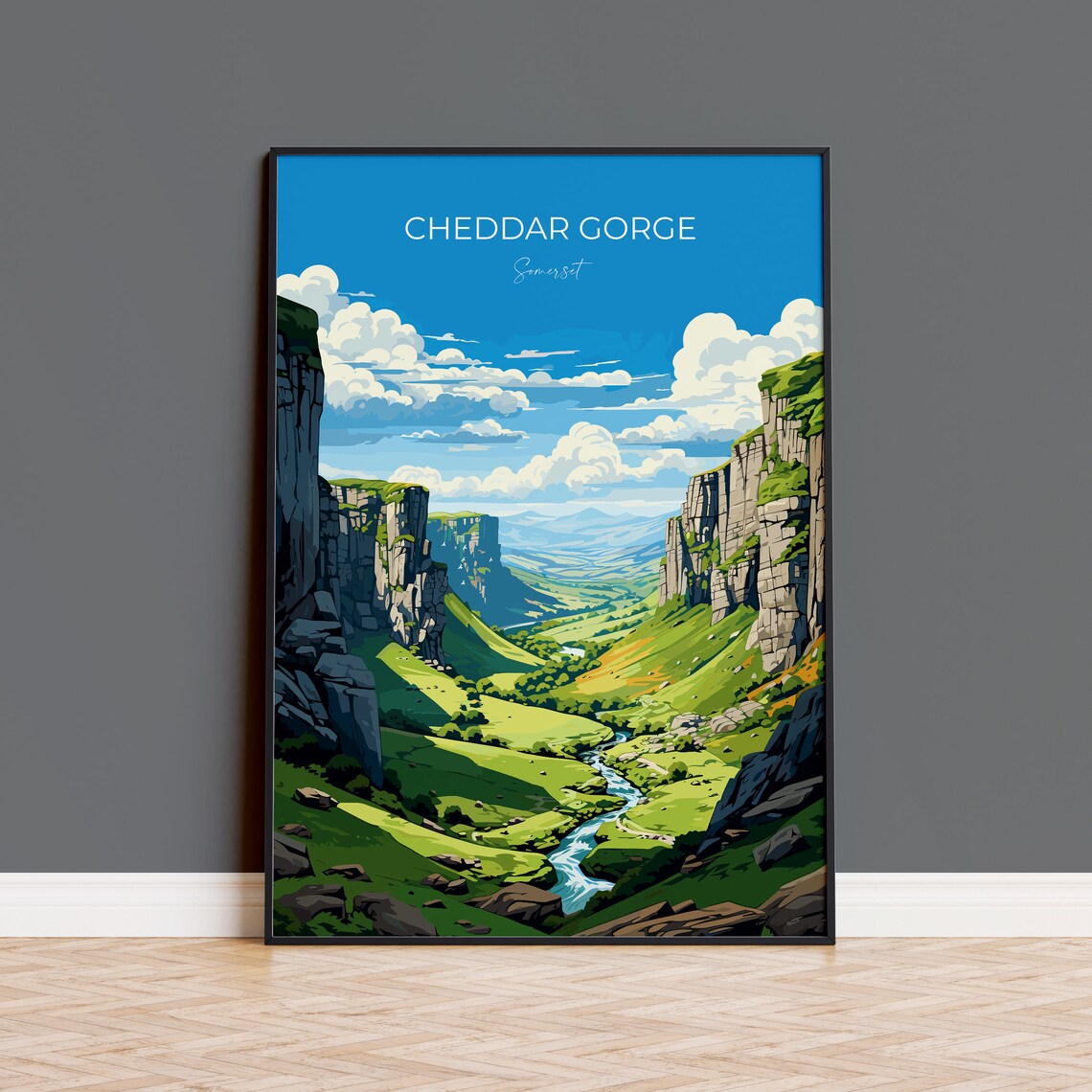Cheddar Gorge Travel Poster, Somerset England Art Print