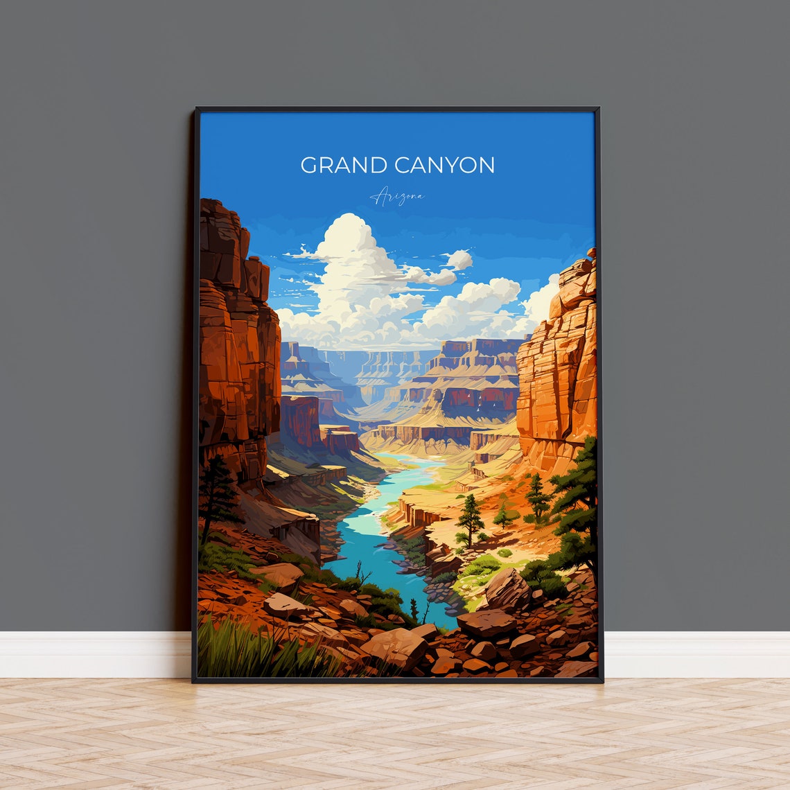 Grand Canyon Travel Poster Wall Art Travel Print Of Grand Canyon Grand Canyon Art Lovers Gift Arizona Usa Travel Art
