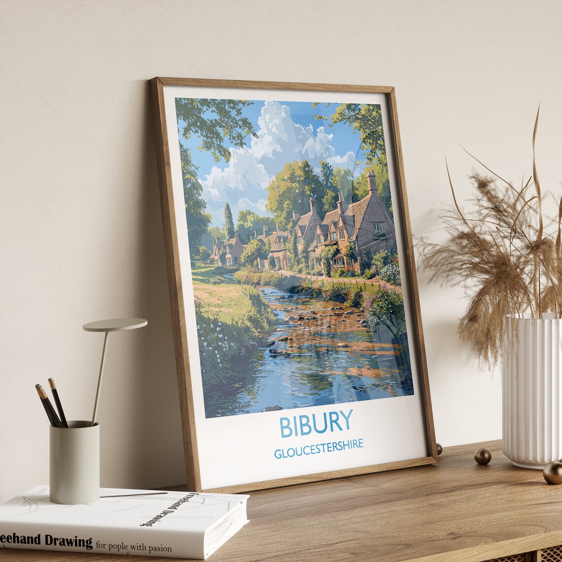 Bibury Travel Poster, Gloucestershire Cotswolds - Image 2