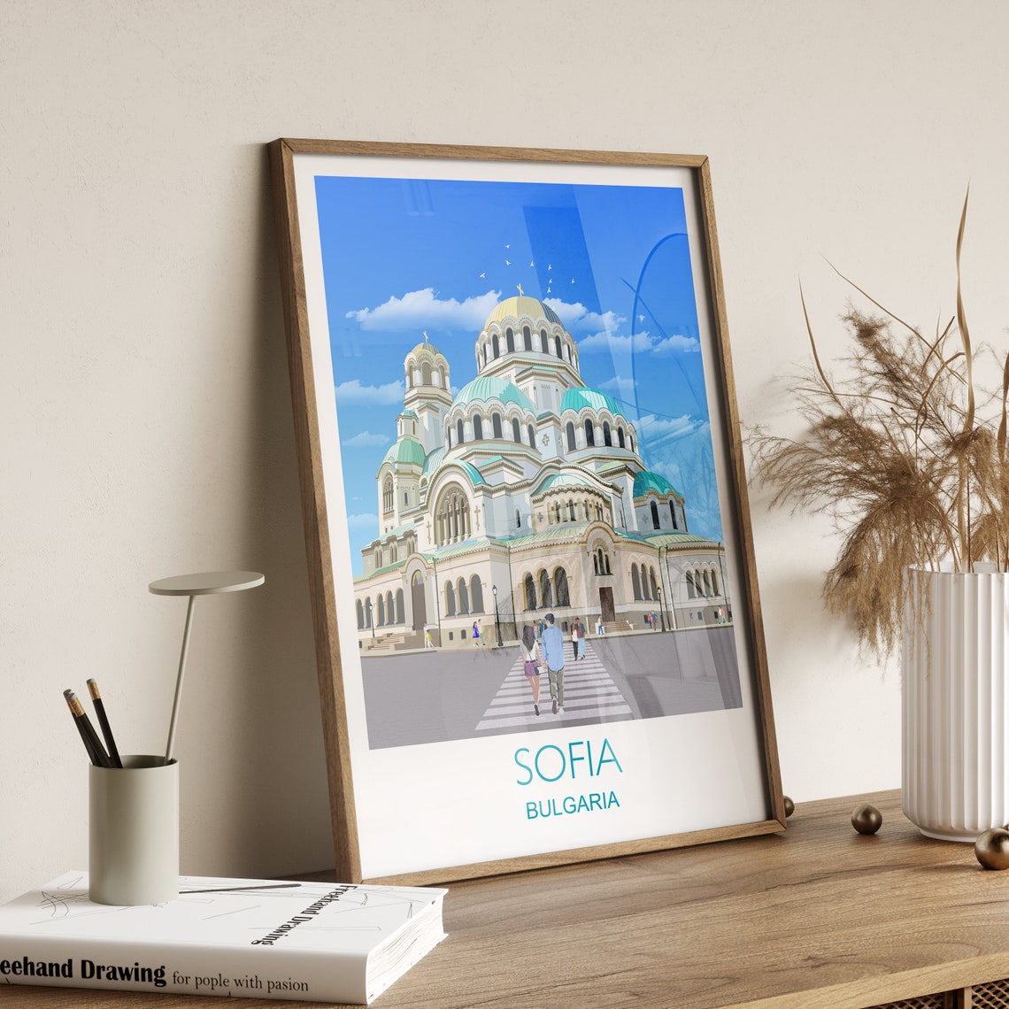 Sofia Bulgaria Cathedral Golden Domes City Scene Skyline Art Poster - Image 3