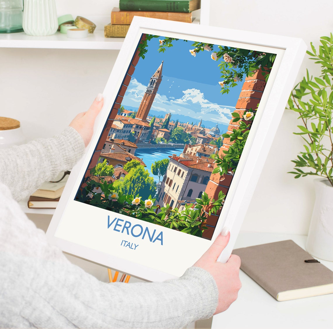 Verona Travel Poster Wall Art Travel Print Of Verona Verona Art Lovers Gift Italy Italian Art Gift - Image 3