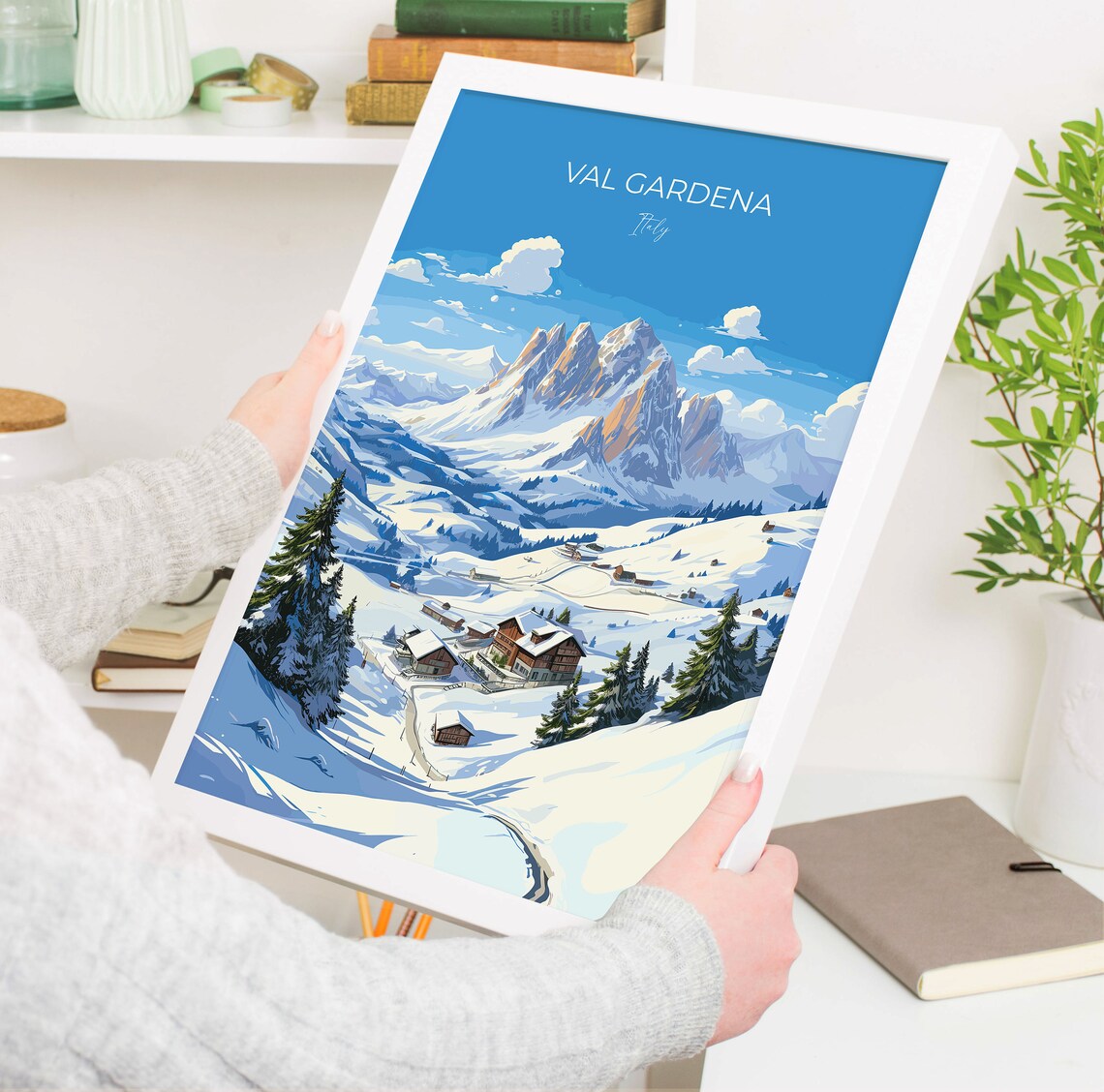 Val Gardena Italy Dolomites Alpine Chalet Peaks Mountain Scene Poster - Image 5