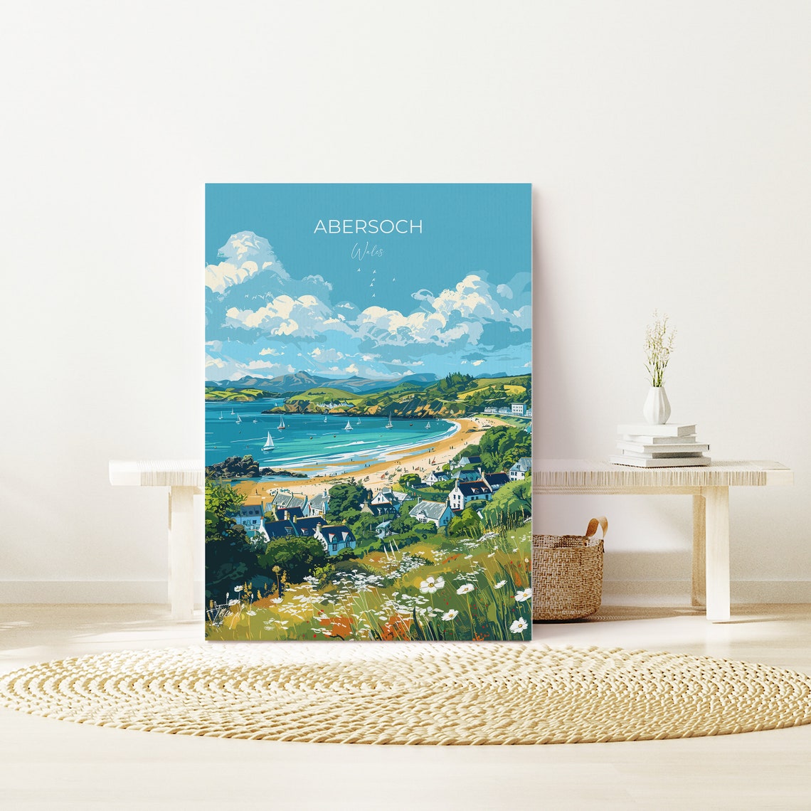 Abersoch Wales Bay View Seaside Town Wildflowers Coast Travel Poster - Image 2