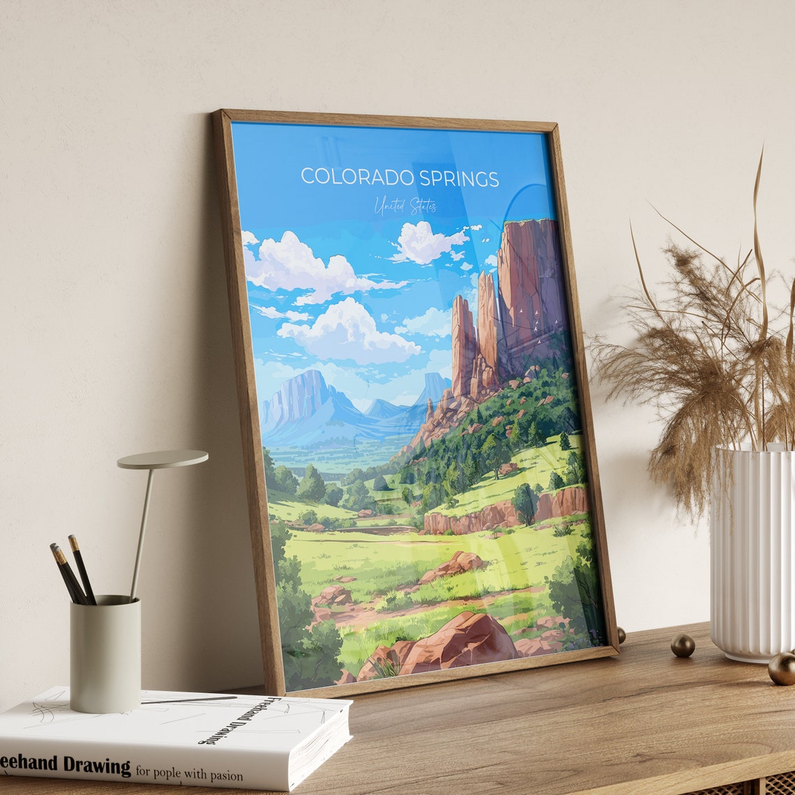Colorado Springs Travel Print Travel Poster Of Colorado Springs Colorado Usa Colorado Springs Travel Gift - Image 2