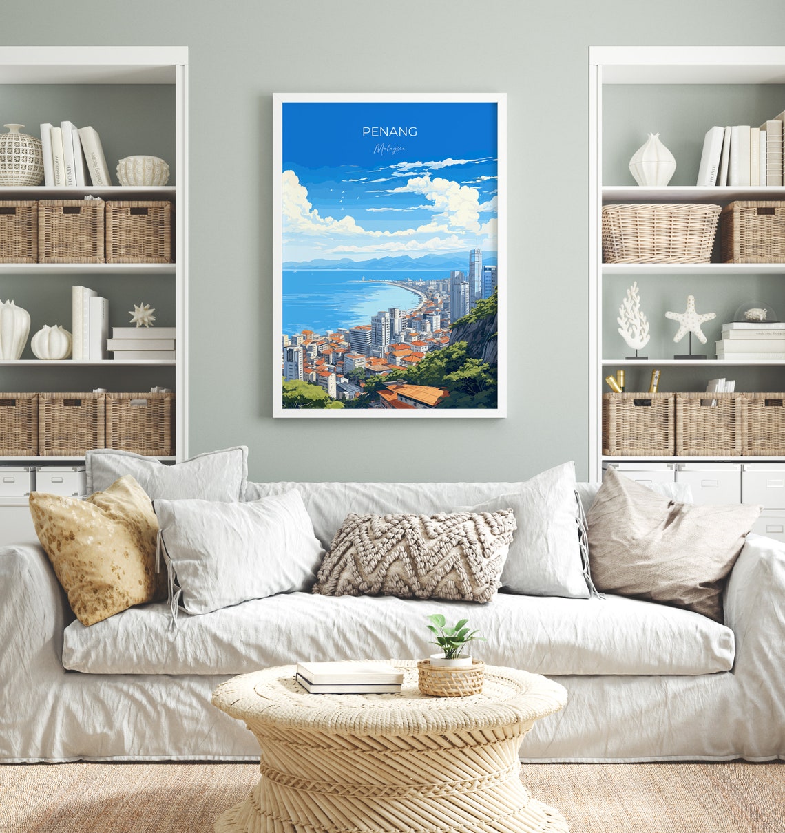 Penang Malaysia Coastal City Skyline Bay View Tropical Travel Poster - Image 3
