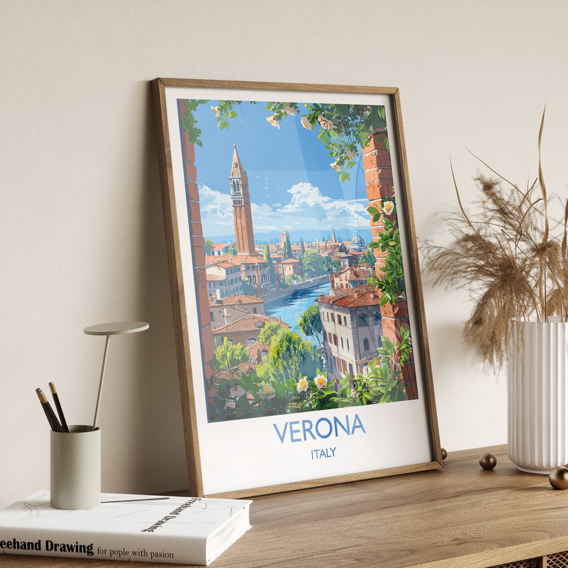 Verona Travel Poster Wall Art Travel Print Of Verona Verona Art Lovers Gift Italy Italian Art Gift - Image 2