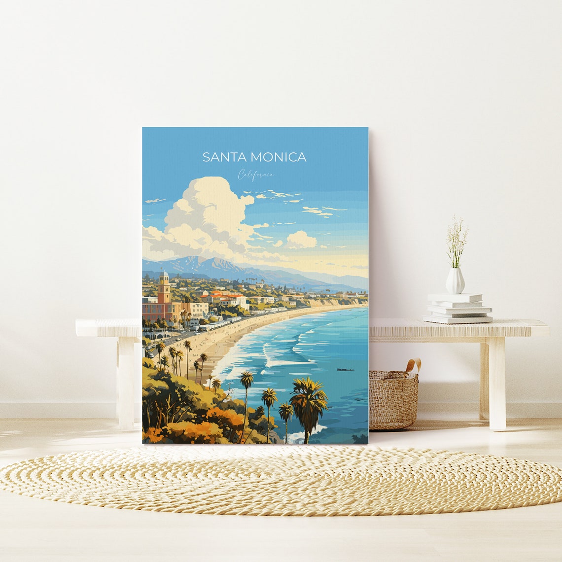 Santa Monica Travel Poster Travel Print Of Santa Monica California Santa Monica Art Lovers Gift Usa Gift Wall Art Print - Image 2