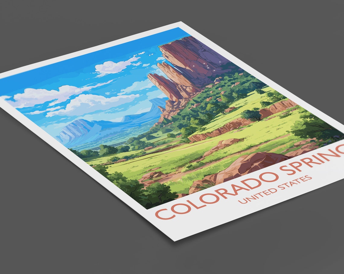 Colorado Springs Travel Print Travel Poster Of Colorado Springs Colorado Usa Colorado Springs Travel Gift - Image 2