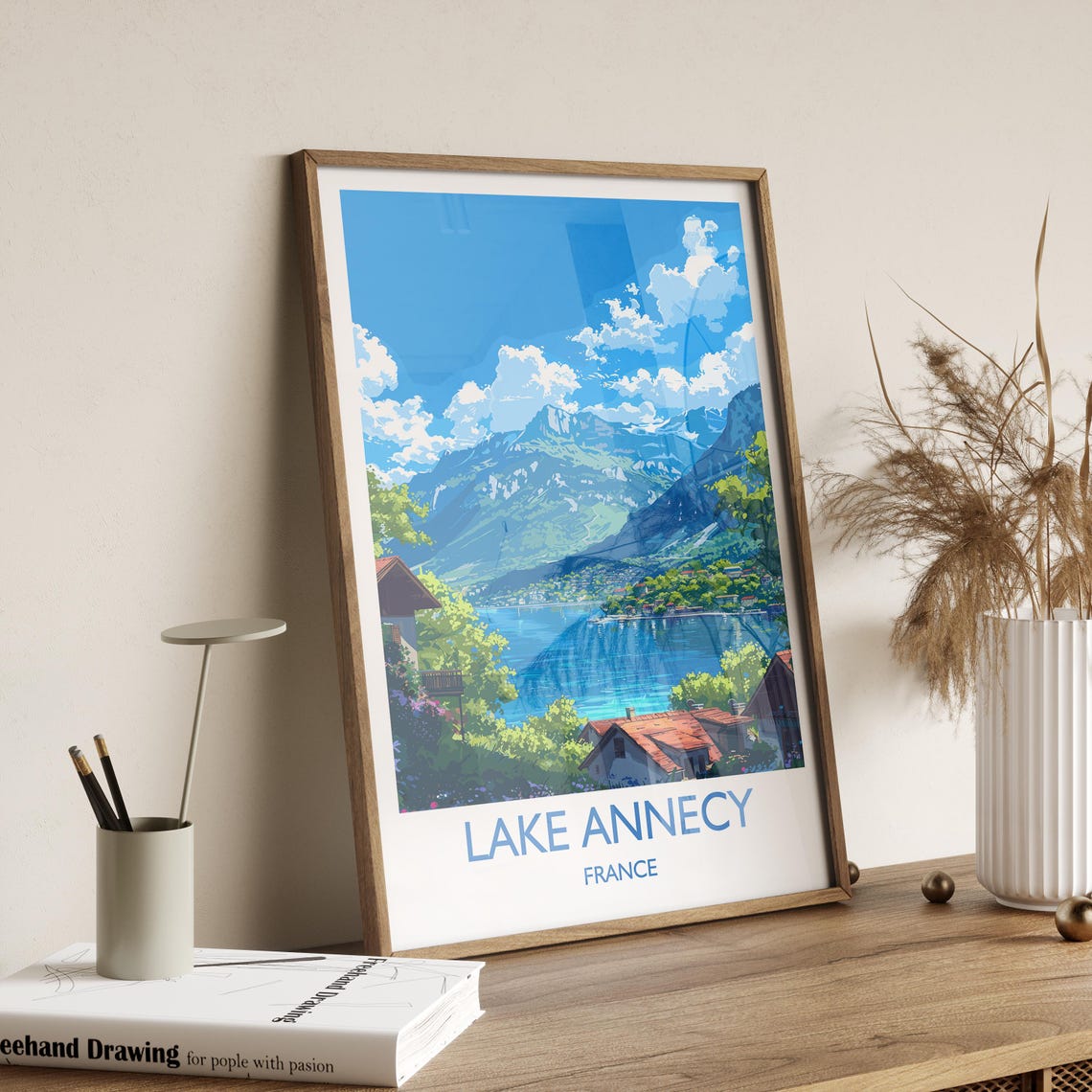 Lake Annecy Travel Poster Wall Art Travel Print Of Lake Annecy Lake Annecy Art Lovers Gift France French Lakes Art Gift - Image 2