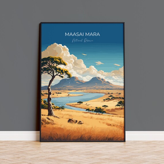 Maasai Mara Travel Print Wall Art Travel Poster Of Maasai Mara Kenya Gift Maasai Mara National Reserve Africa Art Gift
