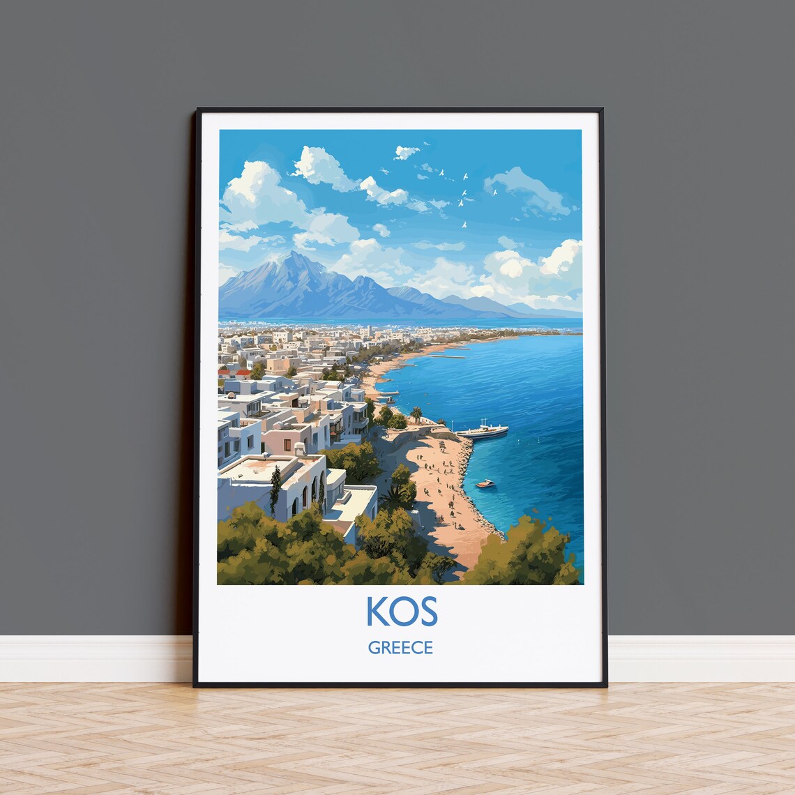 Kos Travel Poster, Greece Greek Islands Art