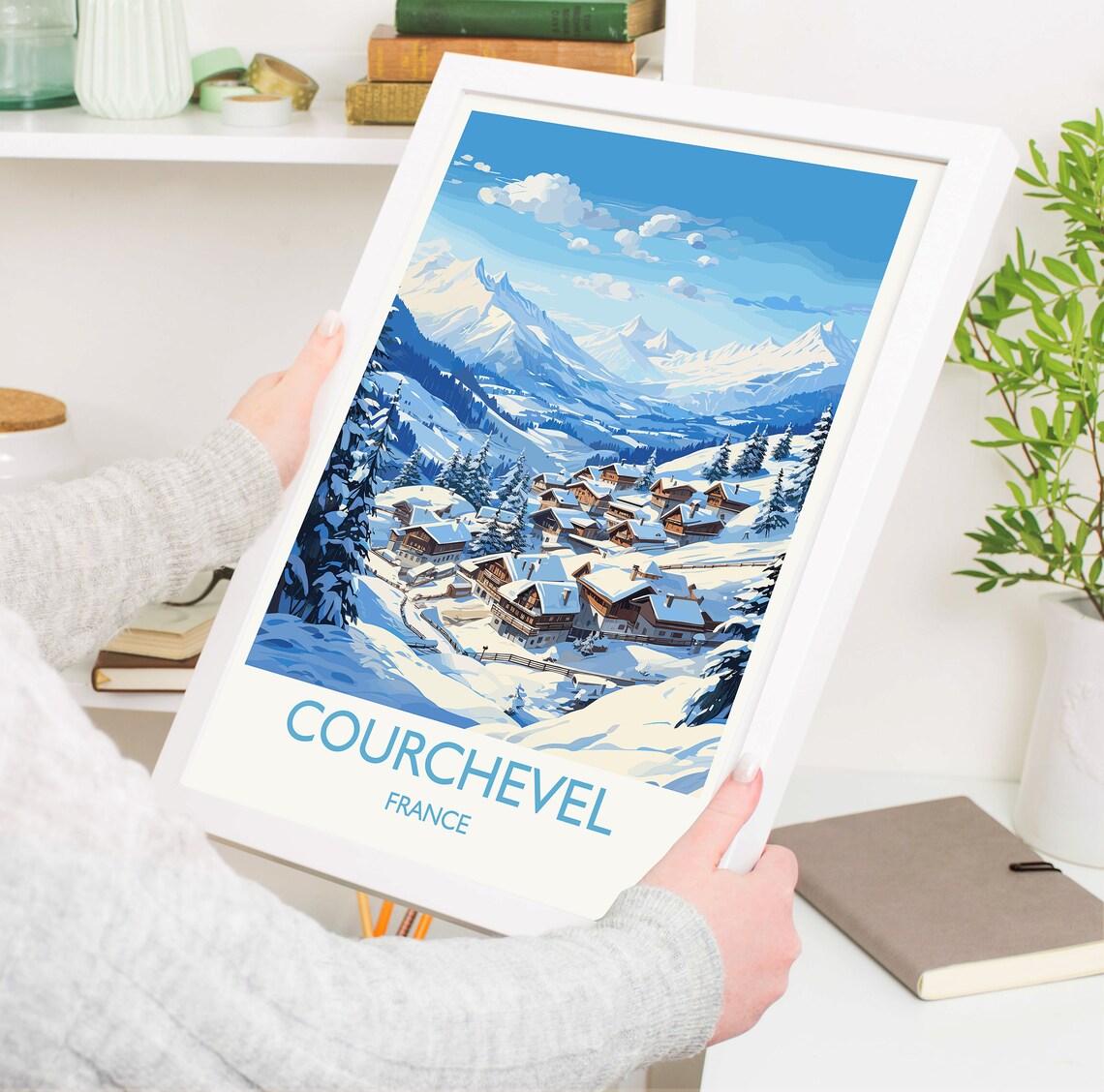 Courchevel France Alpine Village Snowy Peaks Ski Travel Poster - Image 5