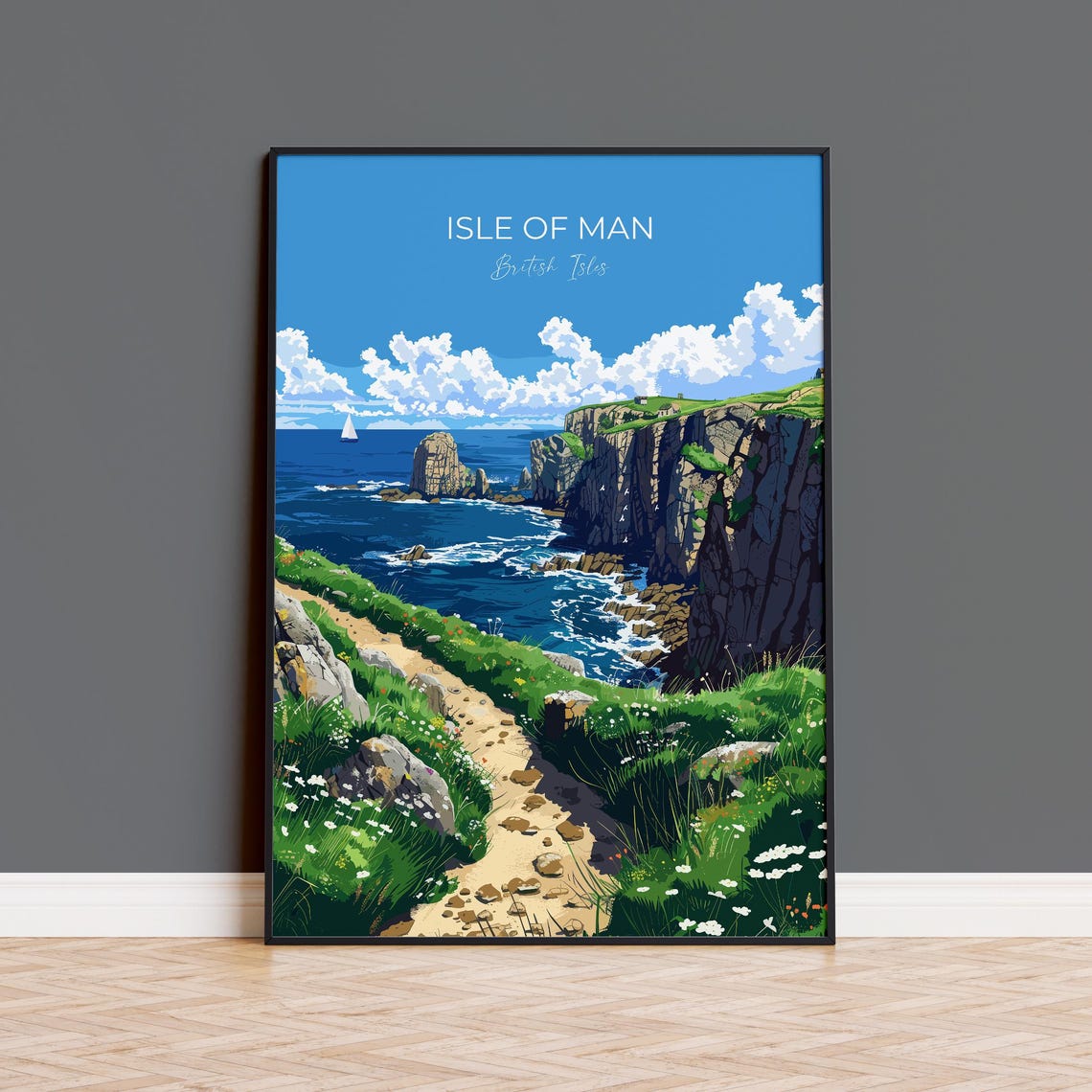 Isle Of Man British Isles Coastal Cliffs Path Sea View Poster