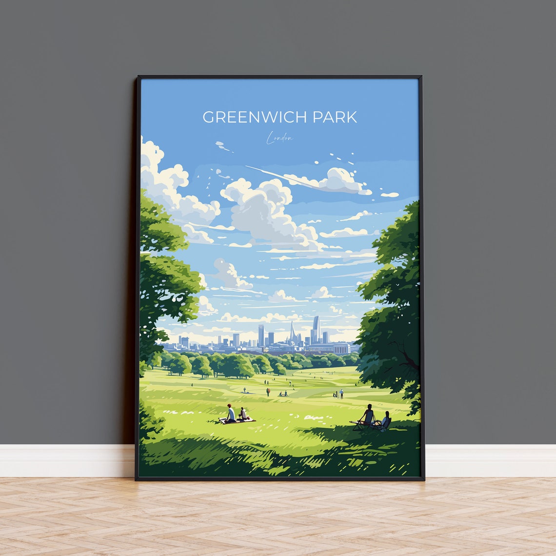 Greenwich Park Travel Print Travel Poster Of Greenwich Park London Poster Greenwich Park Art Gift London Art Lovers Uk Travel Gift