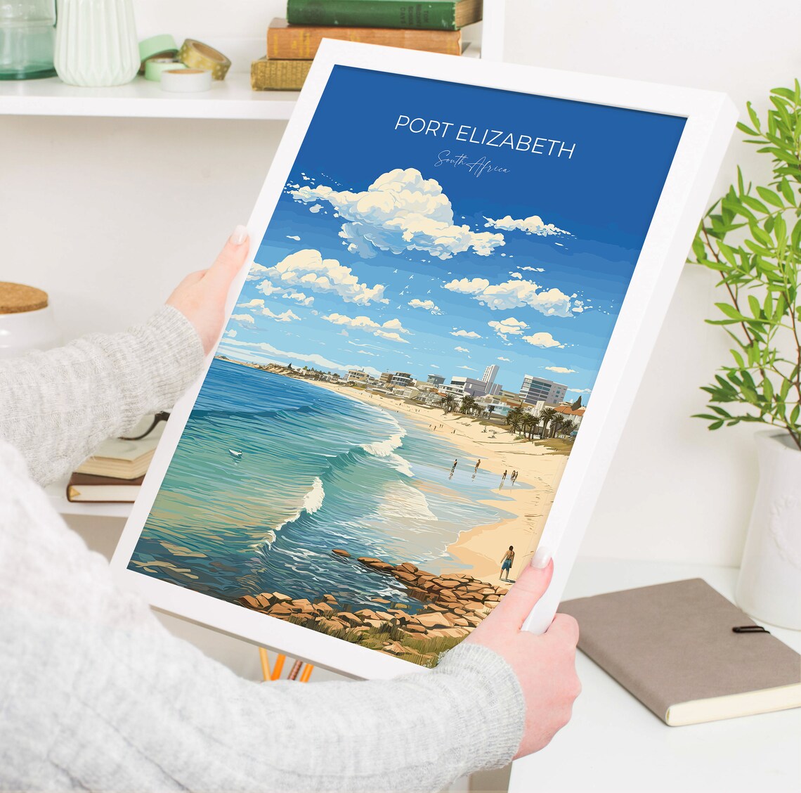 Port Elizabeth South Africa Surf Beach Bay Shoreline Travel Poster - Image 5