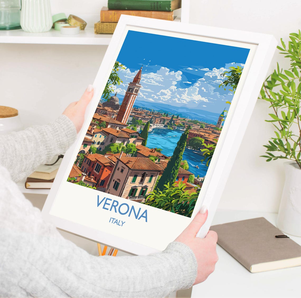 Verona Travel Poster Wall Art Travel Print Of Verona Verona Art Lovers Gift Italy Italian Art Gift - Image 3