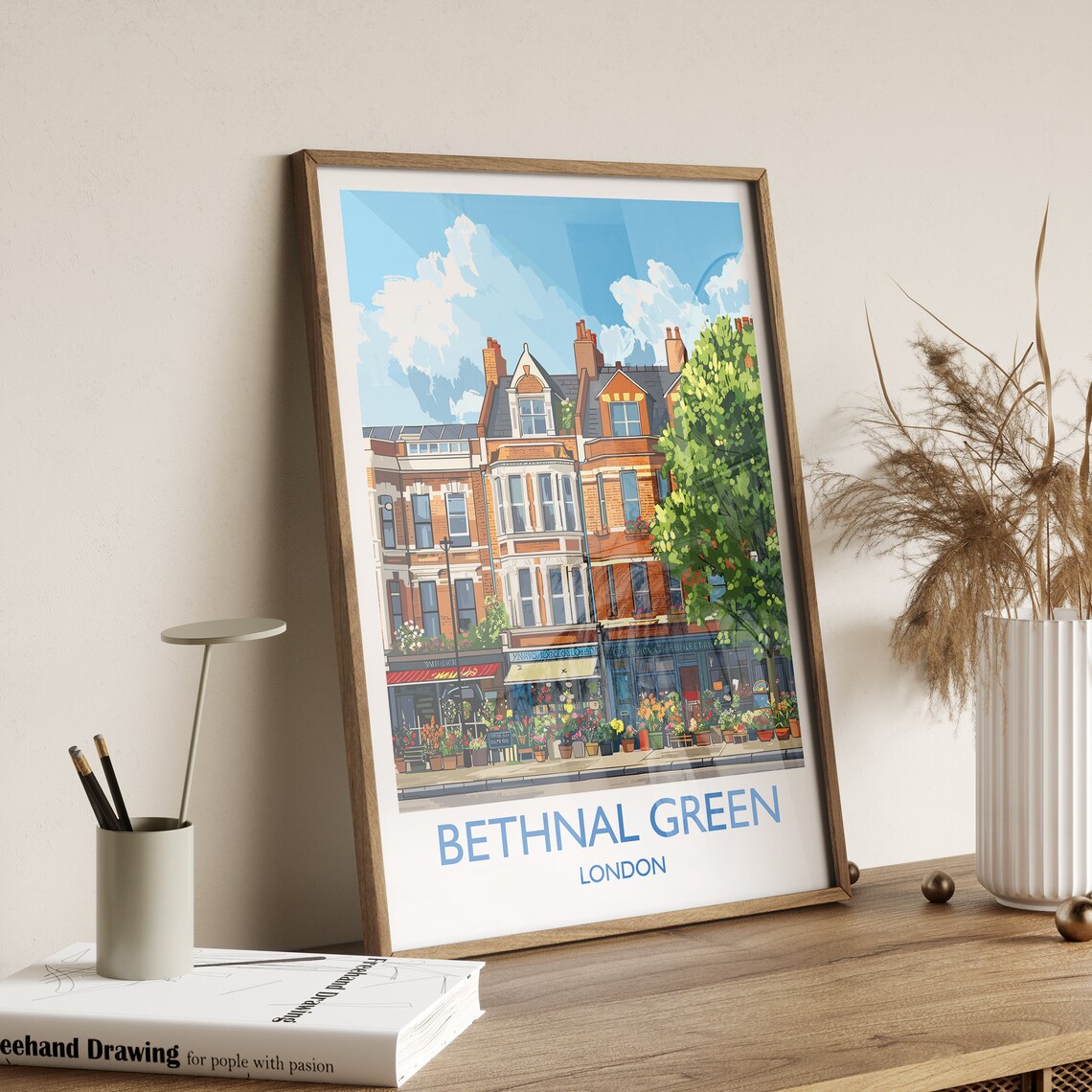 Bethnal Green London Brick Shopfronts And Flower Stalls Travel Poster - Image 2