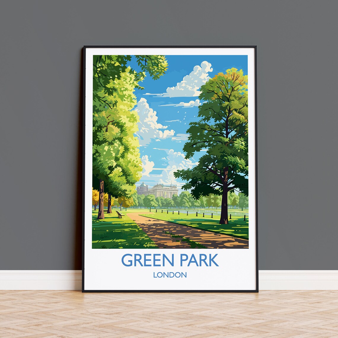 Green Park London Travel Poster, UK Art Print