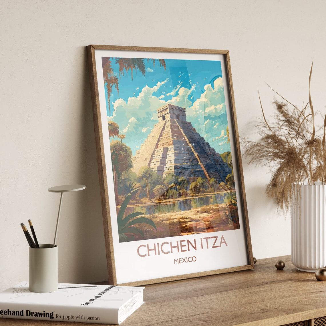 Chichen Itza Mexico El Castillo Maya Pyramid Jungle Art Poster - Image 3