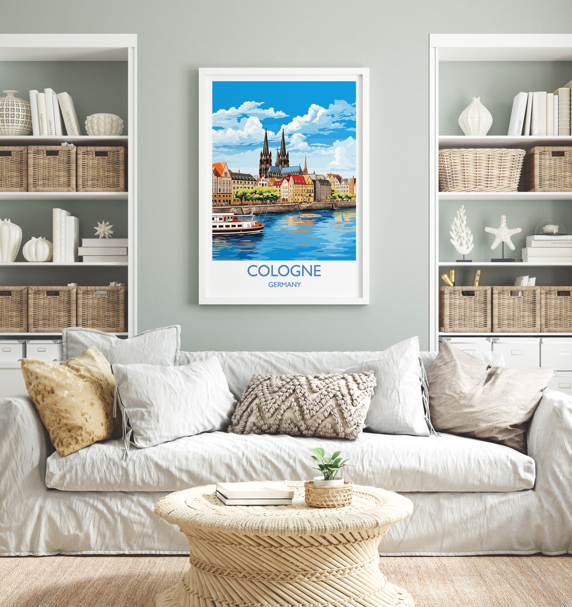 Cologne Germany Gothic Cathedral Riverside Skyline Travel Poster - Image 4