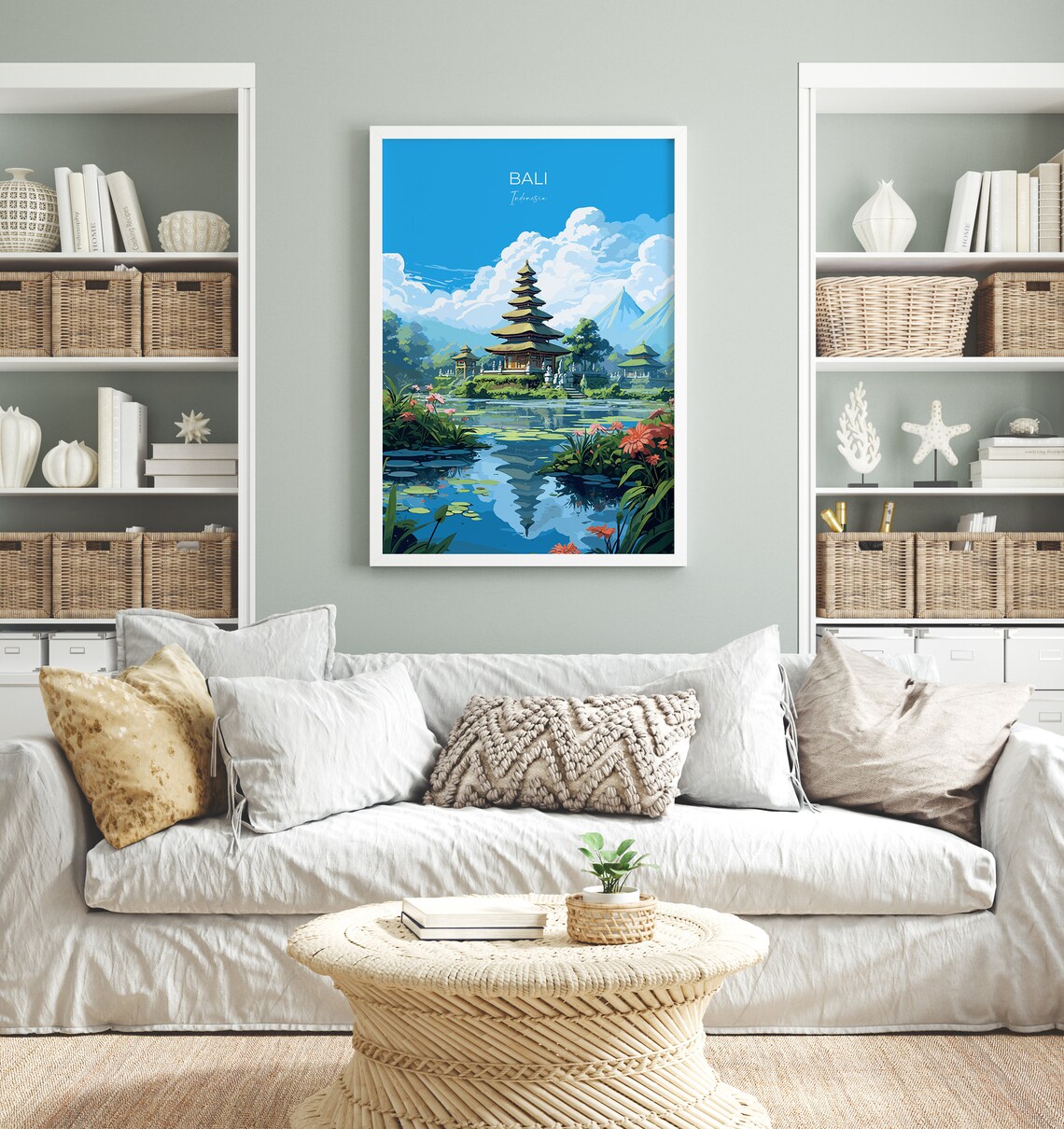 Bali Water Temple Lotus Pond Indonesia Serene Travel Art Poster - Image 3