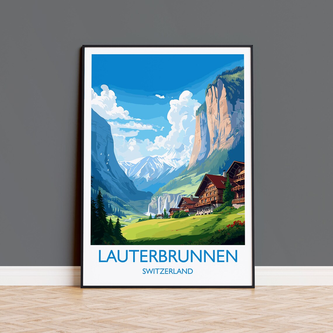 Lauterbrunnen Travel Poster, Switzerland Art Print