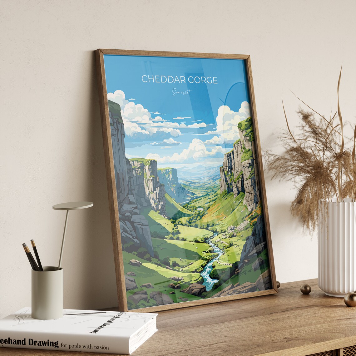 Cheddar Gorge Travel Poster, Somerset England Art Print - Image 2