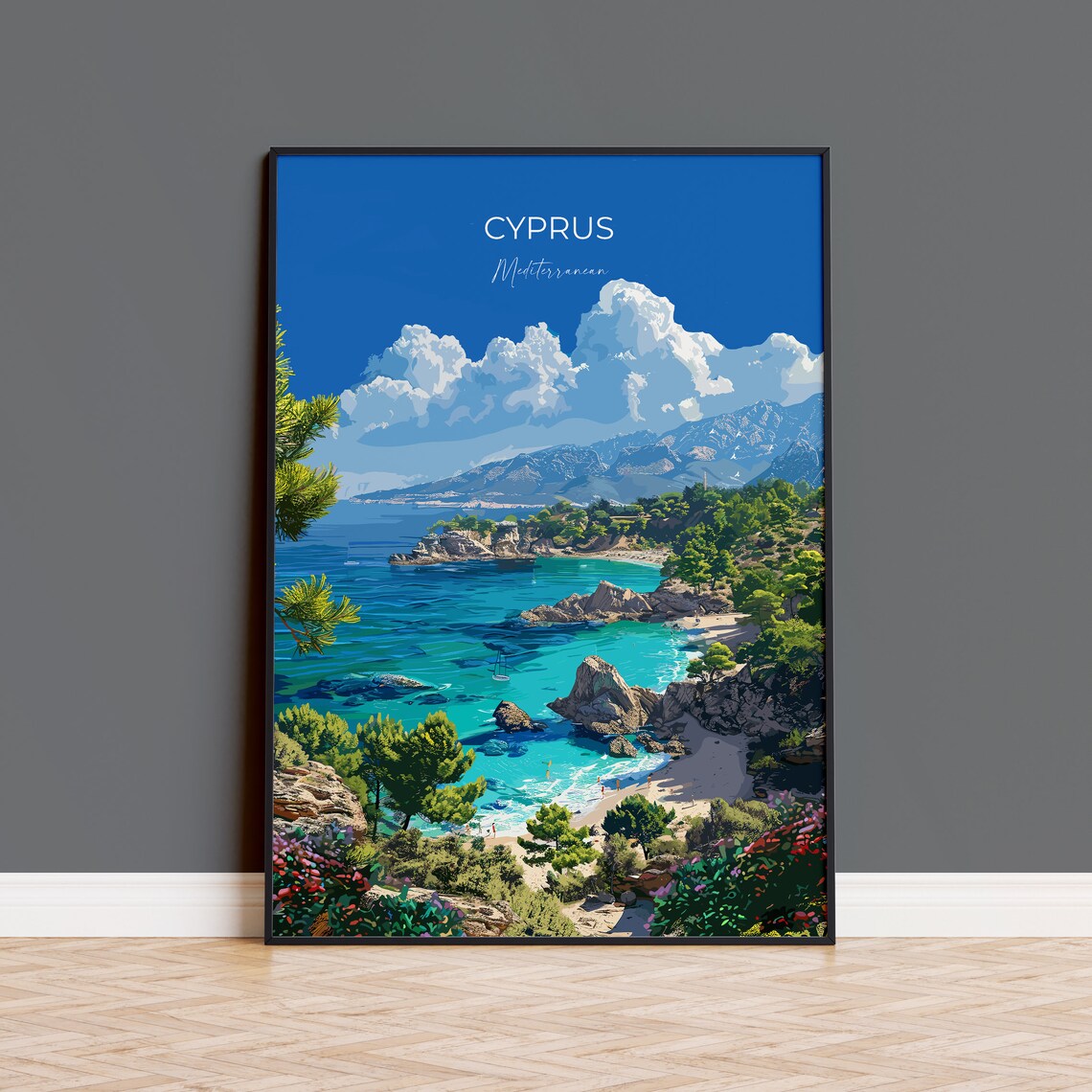 Cyprus Travel Poster, Mediterranean Art Print